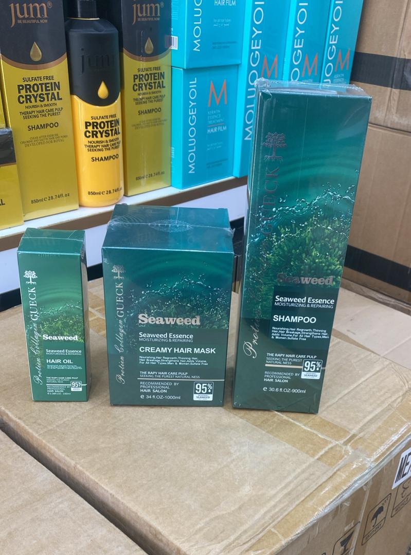 پک جلبک دریایی شامل شامپو و ماسک و روغن مو
