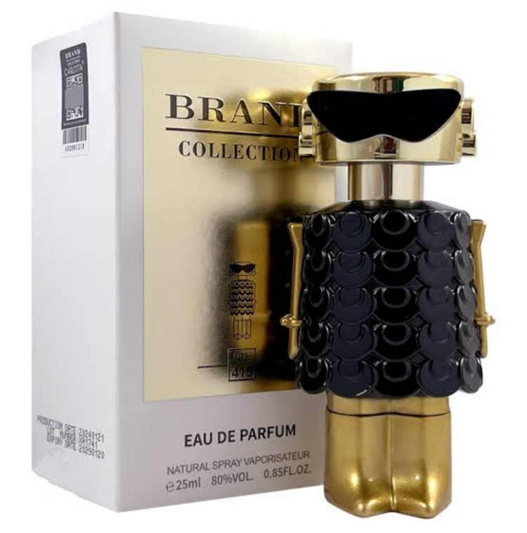 عطر ادکلن زنانه پاکو رابان فیم پارفوم برند کالکشن کد 415 (Brand Collection Paco Rabanne Fame Parfum) حجم 25 میل Brand collection no.415 Paco Rabanne Fame Parfum