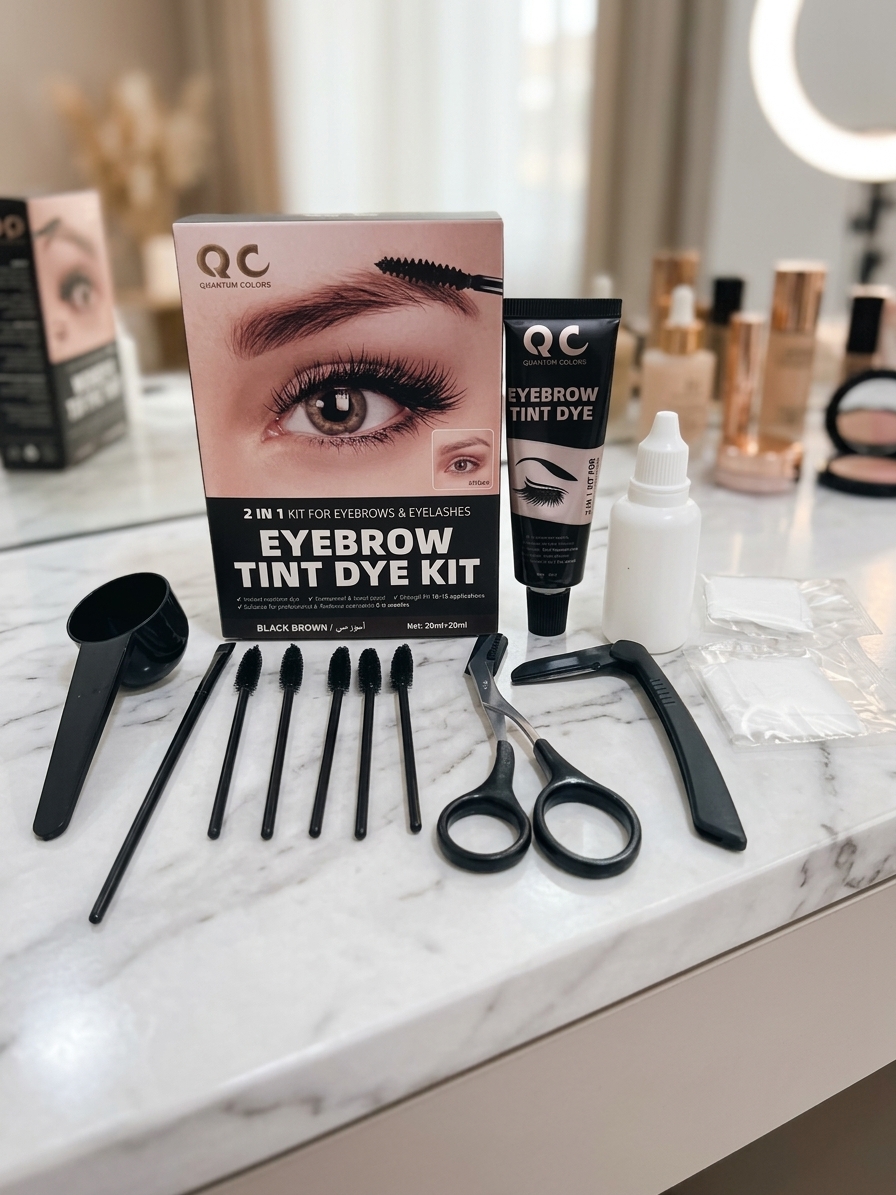 👁‍🗨  رنگ مژه و ابرو QC (مدل Tint Dye Kit) 👁‍🗨قوه ای و مشکی