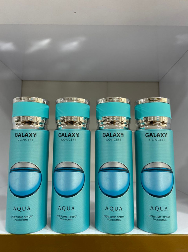 اسپری خوشبوکننده بدن ۲۰۰میلیلیتر گلکسی کانسپت مدل Aqua – رایحه خنک و دریایی مردانه 