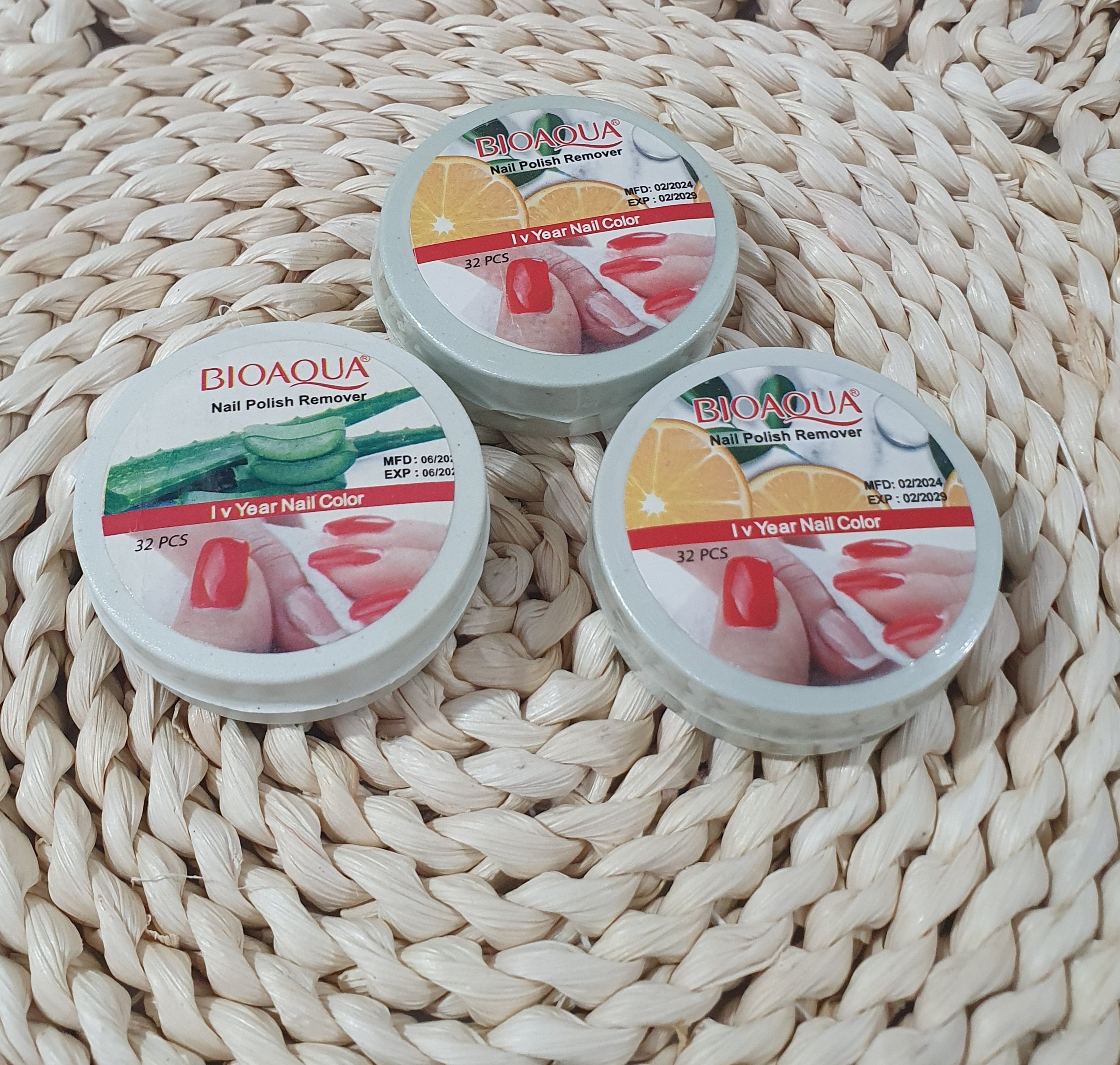 پد لاک‌پاک‌کن ۳۲ عددی BIOAQUA - اورجینال و بدون استون 💅✨🍓
